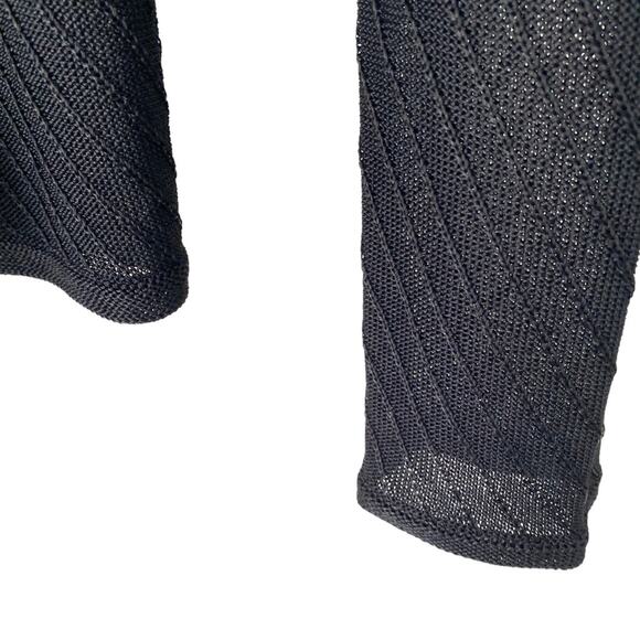 Lafayette 148 New York Black Rayon Cardigan Sweater Sheer Button Down size large - Picture 5 of 6